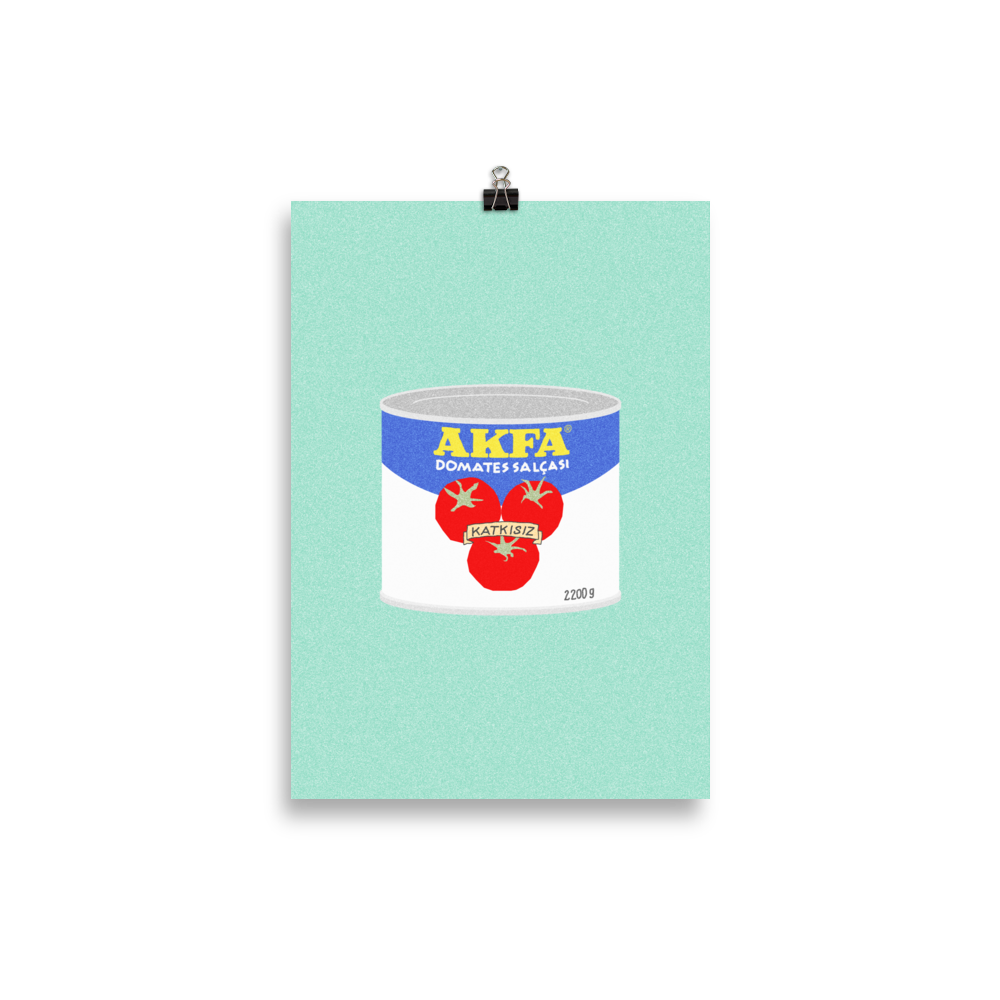 Tomato paste in a tin can on a print