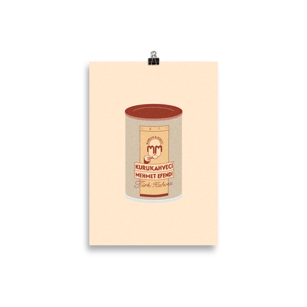 Turkish coffee in a can on a print